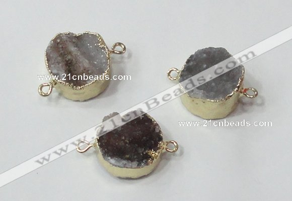 NGC683 14mm - 16mm coin druzy agate connectors wholesale