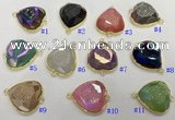 NGC7000 20mm faceted heart plated druzy agate connectors