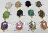 NGC7006 18*25mm faceted hexagon plated druzy agate connectors