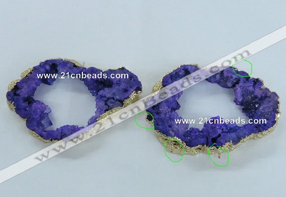 NGC702 45*75mm - 60*70mm freeform druzy agate connectors