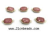 NGC7028 11*15mm faceted rectangle pink wooden jasper connectors