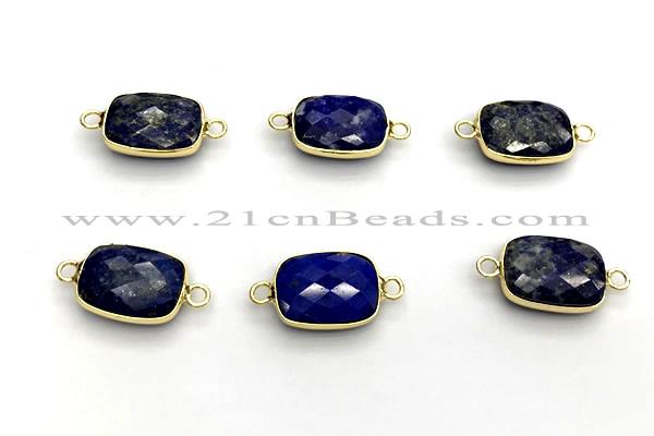 NGC7030 11*15mm faceted rectangle lapis lazuli connectors