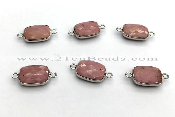 NGC7033 11*15mm faceted rectangle pink wooden jasper connectors