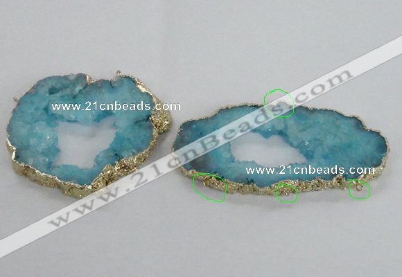 NGC704 45*75mm - 60*70mm freeform druzy agate connectors