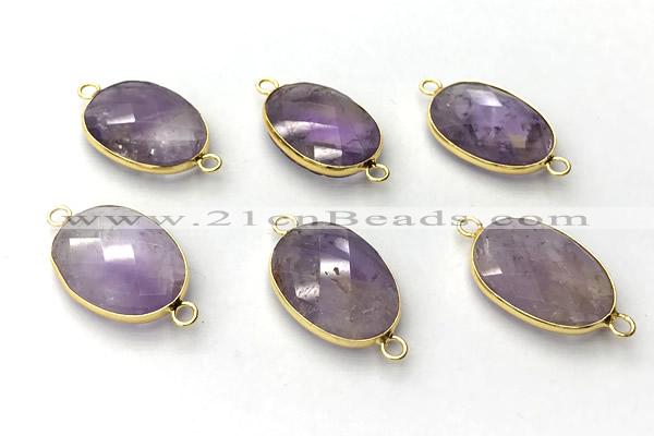 NGC7051 17*22mm faceted oval amethyst connectors