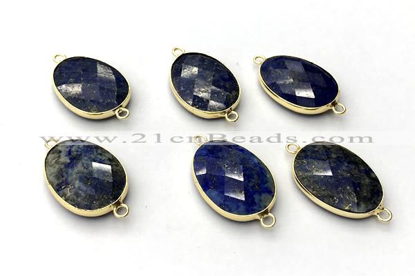 NGC7059 17*22mm faceted oval lapis lazuli connectors