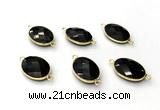 NGC7060 17*22mm faceted oval black agate connectors