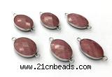 NGC7062 17*22mm faceted oval pink wooden jasper connectors