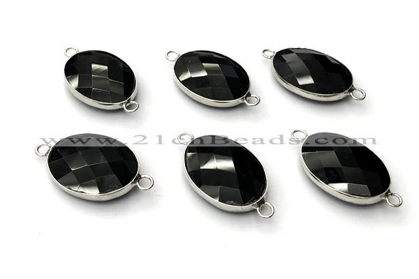 NGC7065 17*22mm faceted oval black agate connectors