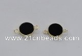 NGC719 16mm coin black agate gemstone connectors wholesale