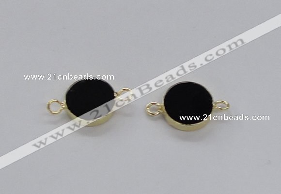 NGC719 16mm coin black agate gemstone connectors wholesale