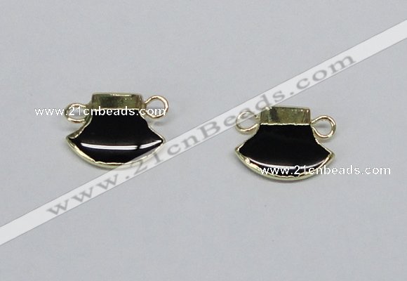 NGC723 15*20mm axe-shaped black agate connectors wholesale