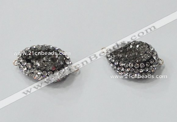 NGC733 16*22mm - 18*25mm freeform plated druzy agate connectors