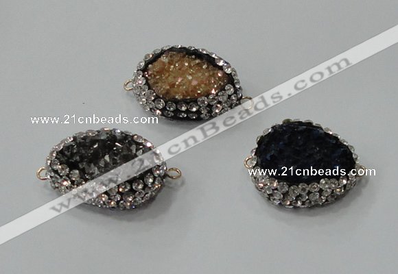 NGC738 16*22mm - 18*25mm freeform plated druzy agate connectors