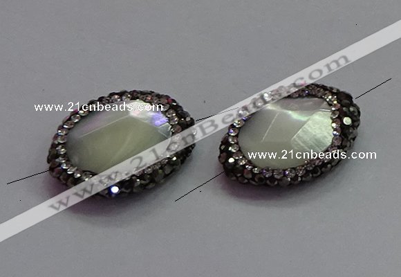 NGC7512 15*20mm faceted freeform shell pearl connectors wholesale