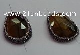 NGC7524 25*35mm - 28*38mm faceted freeform yellow tiger eye connectors