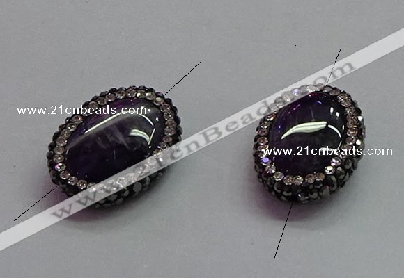 NGC7526 15*20mm - 16*22mm oval amethyst connectors wholesale