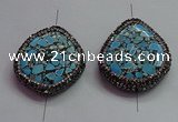 NGC7527 35*40mm - 38*45mm freeform turquoise connectors wholesale