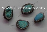 NGC7529 15*20mm - 18*25mm nuggets turquoise connectors wholesale