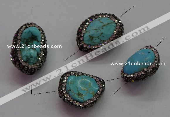 NGC7529 15*20mm - 18*25mm nuggets turquoise connectors wholesale