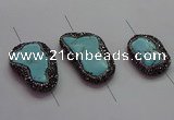 NGC7530 15*20mm - 18*25mm freeform turquoise connectors wholesale