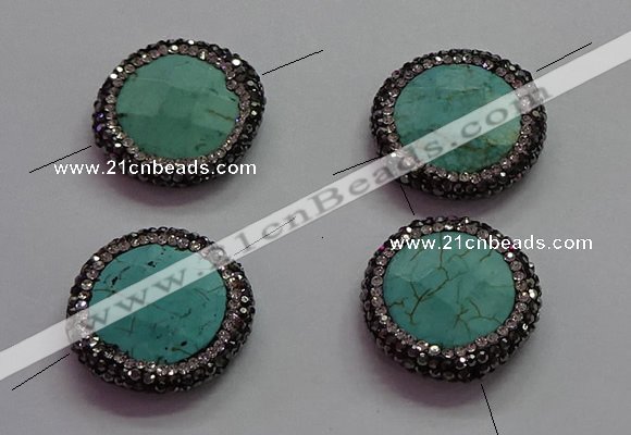 NGC7531 24mm faceted coin turquoise connectors wholesale