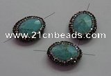 NGC7533 18*22mm - 20*25mm faceted oval turquoise connectors