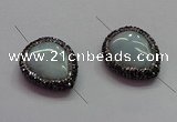 NGC7537 22*30mm flat teardrop quartz connectors wholesale