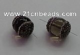 NGC7556 15*20mm egg-shaped smoky quartz connectors wholesale