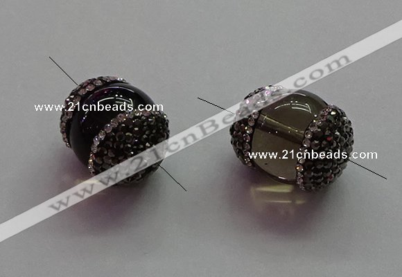 NGC7556 15*20mm egg-shaped smoky quartz connectors wholesale