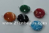 NGC77 25mm - 26mm flat round agate gemstone connectors wholesale