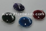 NGC78 30mm flat round agate gemstone connectors wholesale