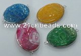 NGC84 30*40mm carved oval agate gemstone connectors wholesale
