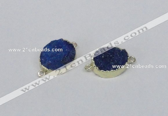 NGC864 15*20mm oval druzy agate gemstone connectors wholesale