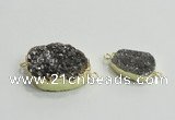 NGC868 15*25mm - 20*30mm freeform plated druzy agate connectors