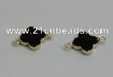 NGC870 18mm flower black agate gemstone connectors wholesale