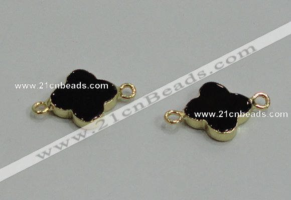 NGC870 18mm flower black agate gemstone connectors wholesale