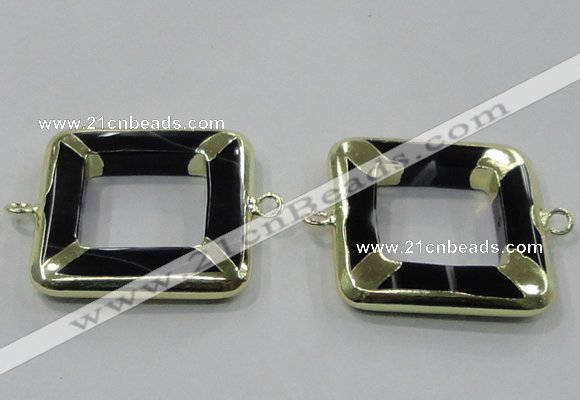 NGC885 35*35mm square black agate connectors wholesale