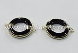 NGC887 30mm donut black agate connectors wholesale