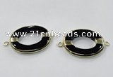 NGC888 30*40mm oval black agate connectors wholesale