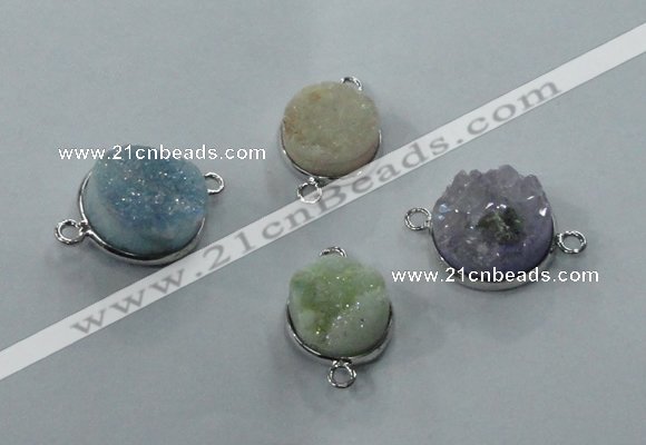 NGC89 12mm - 16mm flat round druzy agate connectors wholesale