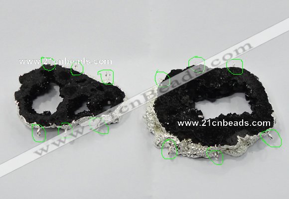 NGC917 40*60mm - 65*80mm freeform druzy agate connectors