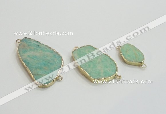 NGC950 15*20mm - 25*40mm freeform amazonite gemstone connectors