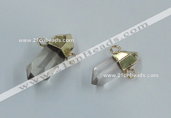 NGC978 8*25mm - 12*35mm faceted nuggets white crystal connectors