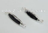 NGC988 8*30mm trihedron black agate gemstone connectors wholesale