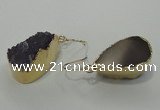 NGE04 12*25mm - 15*30mm freeform druzy amethyst earrings wholesale