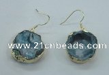 NGE07 20*25mm - 25*30mm freeform plated druzy agate earrings