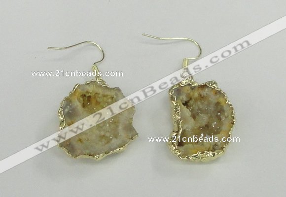 NGE101 20*25mm - 25*30mm freeform druzy agate gemstone earrings