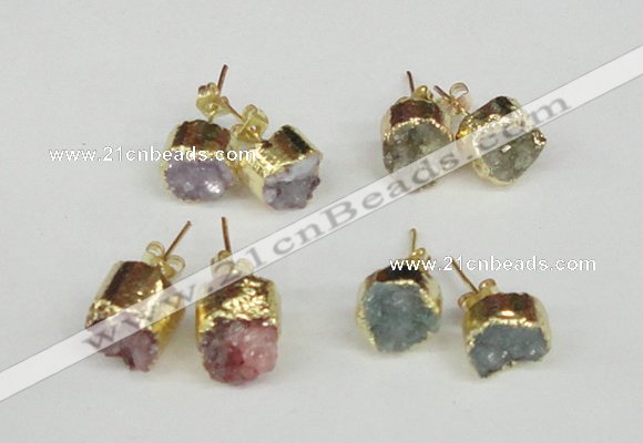 NGE105 8mm - 10mm freeform druzy agate gemstone earrings wholesale