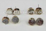 NGE107 14mm - 16mm freeform druzy agate gemstone earrings wholesale